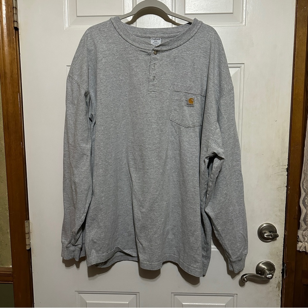Carhartt Shirt Mens 2XL Heathered Gray‎ Work Longsleeve Henley Pullover Outdoors